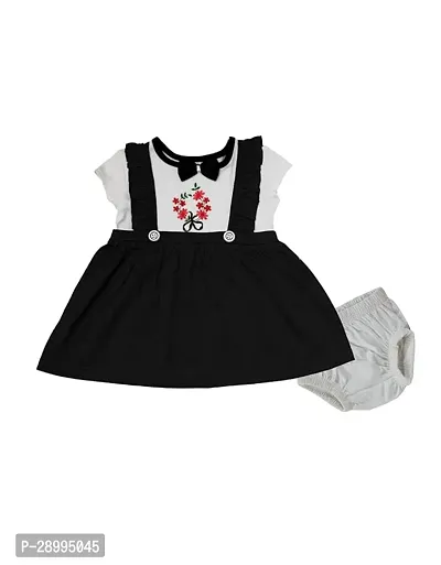 Fabulous Black Cotton Self Pattern Frock Dress For Girls