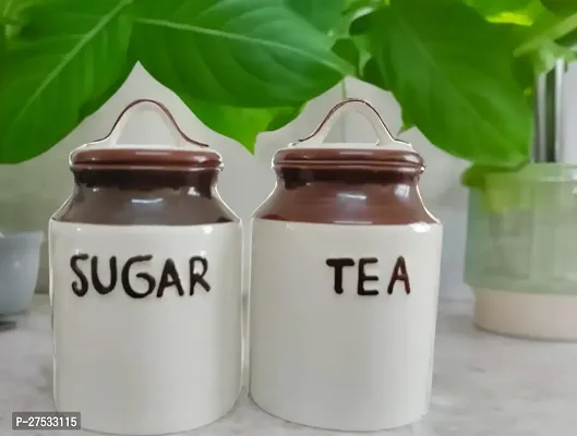 Useful Ceramic Tea And Sugar Jar-300 Ml-thumb0