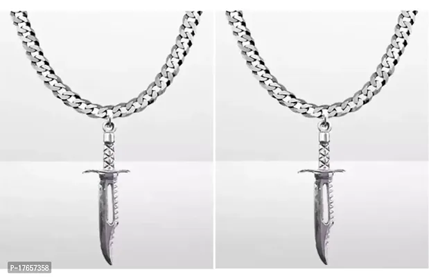 Alluring Silver Stainless Steel  Chain With Pendant For Men