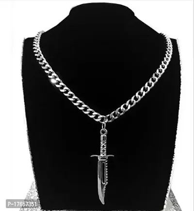 Alluring Silver Stainless Steel  Chain With Pendant For Men-thumb0