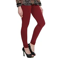 Naira Women Solid Premium Cotton 4 Way Stretchable Churidar Leggings with Dori | Mid-Waist | Fashionwear | Free Size (Maroon)-thumb2