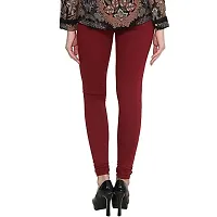 Naira Women Solid Premium Cotton 4 Way Stretchable Churidar Leggings with Dori | Mid-Waist | Fashionwear | Free Size (Maroon)-thumb1