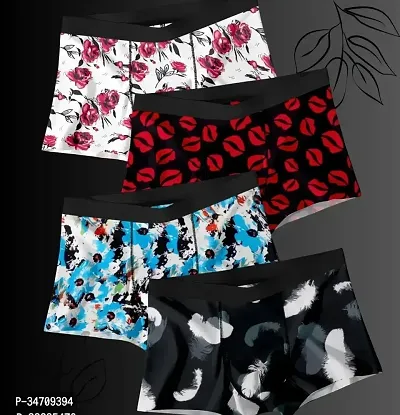 Stylish Multicoloured Nylon Printed Trunk For Men Pack Of 4-thumb0