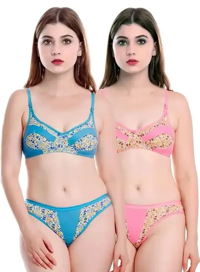 Stylish Self Pattern Lingerie Set For Women- Pack Of 2