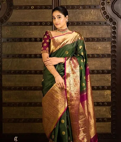 Beautiful Pure Silk Jacquard Weaving Saree with Blouse Piece