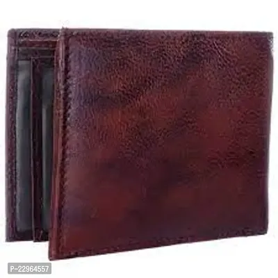 Designer Brown Leather Self Design Two Fold Wallet For Men-thumb0