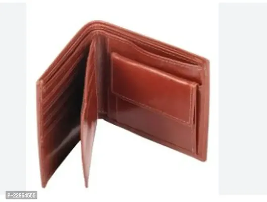 Designer Brown Leather Self Design Two Fold Wallet For Men