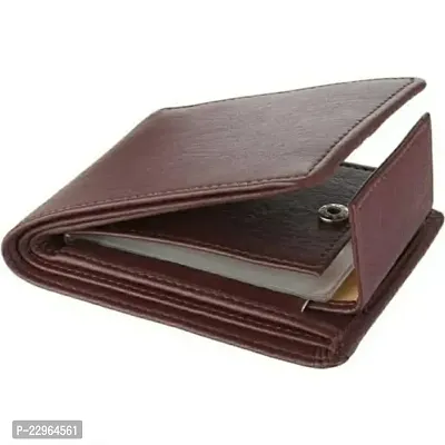 Designer Brown Leather Self Design Two Fold Wallet For Men-thumb0