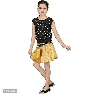 Beautiful Orange Bobby Print Skirt Top Two Piece Set Knee Length for Girls New  Latest Fashion-thumb0