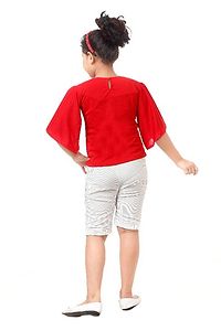 Trendy Cotton Blend Top with Capri Set for Girls-thumb1