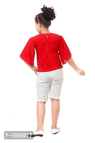Trendy Cotton Blend Top with Capri Set for Girls-thumb2