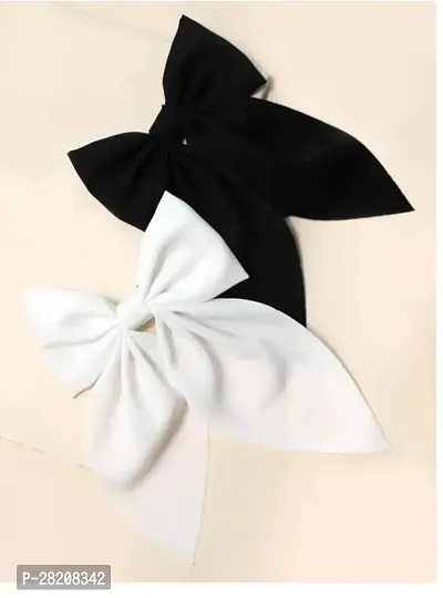Hair Bows Ties for Girls Women Silk-Stylish French Bow Hair Clip Bowknot Hair pack of 2-thumb0
