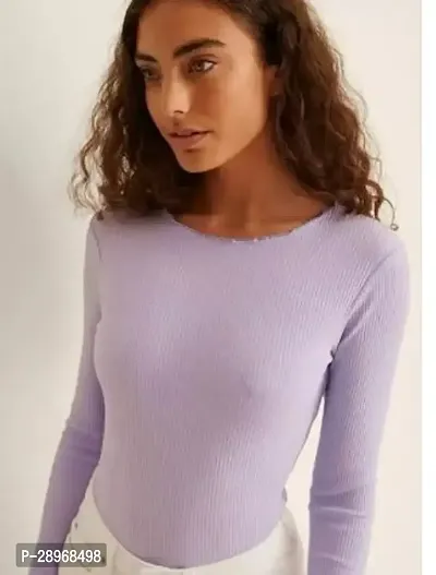 Stylish Purple Lycra Solid Top For Women-thumb0