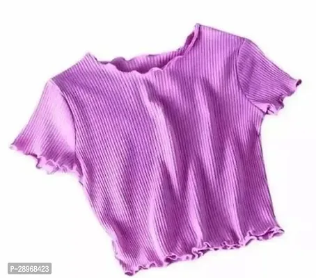 Stylish Purple Polyester Solid Top For Women-thumb0