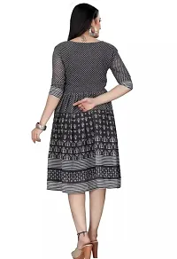 Stylish Grey Georgette Printed A-Line Dress For Women-thumb1