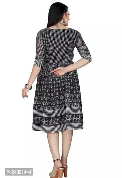 Stylish Grey Georgette Printed A-Line Dress For Women-thumb2