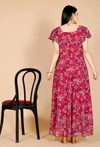 Stylish Indo-western Pink Printed Georgette Gown For Women-thumb1