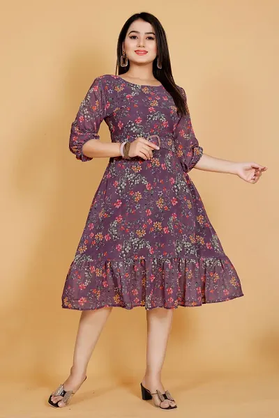 Stylish Georgette A-Line Dress For Women