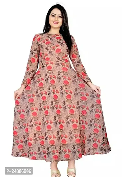 Stylish Multicoloured Georgette Printed A-Line Kurta For Women-thumb0