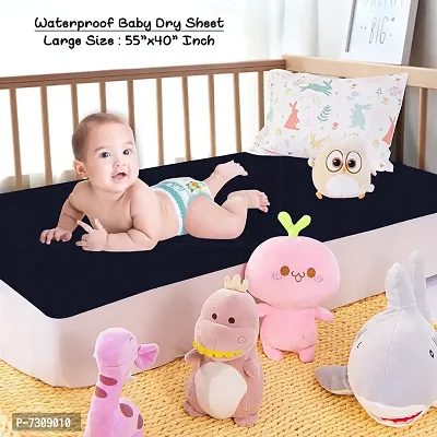 Comfortable Cotton Baby Bed Protecting Mat  - Dark Blue, Large