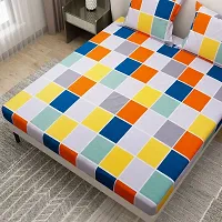 Comfortable Microfiber Checked Double Bedsheet with Two Pillow Covers-thumb4