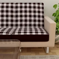 Terry Polycotton Elastic Sofa Cover 3 Seater Flexible Stretchable Sofa Seat Protector  Color  Brown  Size  23 Inch x 23 Inch   Pack of 6-thumb3