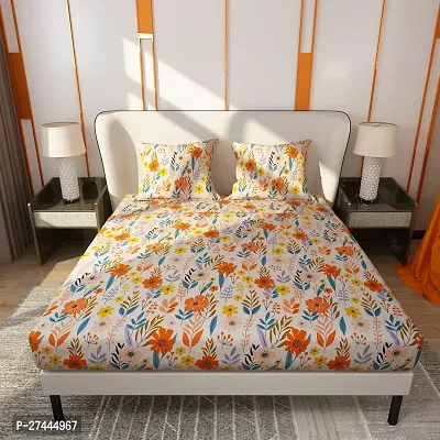 Comfortable Microfiber Printed Double Bedsheet with Two Pillow Covers