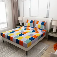 Comfortable Microfiber Checked Double Bedsheet with Two Pillow Covers-thumb2