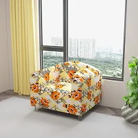 Classic Polyester Spandex Sofa Cover , Printed Big Elasticity Cover for Couch and Recliner , Flexible Stretch Sofa Slipcover for Single Seater (90-145cm)-thumb1