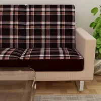 Terry Polycotton Elastic Sofa Cover 3 Seater Flexible Stretchable Sofa Seat Protector  Color  Brown  Size  23 Inch x 23 Inch   Pack of 6-thumb3