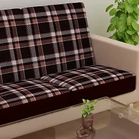 Terry Polycotton Elastic Sofa Cover 3 Seater Flexible Stretchable Sofa Seat Protector  Color  Brown  Size  23 Inch x 23 Inch   Pack of 6-thumb2