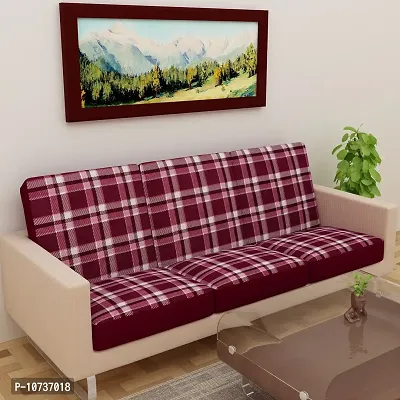 Terry Polycotton Elastic Sofa Cover 3 Seater Flexible Stretchable Sofa Seat Protector  Color  Maroon  Size  23 Inch x 23 Inch   Pack of 6
