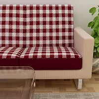 Terry Polycotton Elastic Sofa Cover 3 Seater Flexible Stretchable Sofa Seat Protector  Color  Maroon  Size  23 Inch x 23 Inch   Pack of 6-thumb3