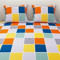 Comfortable Microfiber Checked Double Bedsheet with Two Pillow Covers-thumb3