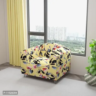 Classic Polyester Spandex Sofa Cover , Printed Big Elasticity Cover for Couch and Recliner , Flexible Stretch Sofa Slipcover for Single Seater (90-145cm)-thumb2