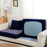 Terry Polycotton Elastic Sofa Cover 2 Seater Flexible Stretchable Sofa Seat Protector  Color  Blue  Size  23 Inch x 23 Inch   Pack of 4-thumb4