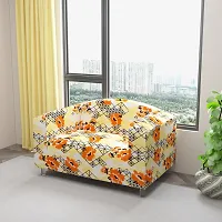 Classic Polyester Spandex Sofa Cover , Printed Big Elasticity Cover for Couch and Recliner , Flexible Stretch Sofa Slipcover for Two Seater (145-185cm)-thumb1