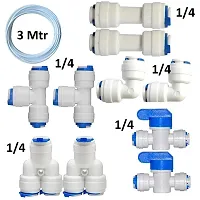 AQUALIQUID RO Plastic 1/4 OD Quick Connect Push in to Connect for RO Water Reverse Osmosis System Water Tube Fitting Set of 11 For Water Purifier-thumb1