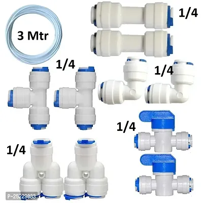AQUALIQUID RO Plastic 1/4 OD Quick Connect Push in to Connect for RO Water Reverse Osmosis System Water Tube Fitting Set of 11 For Water Purifier-thumb2