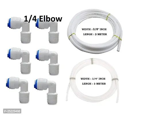 AQUALIQUID RO Water Purifier Filter 3/8 Pipe And 1/4 Pipe 3 Meter Pipe 1/4+Push fit 6 Elbow connectors 1/4-1/4 inch-thumb2