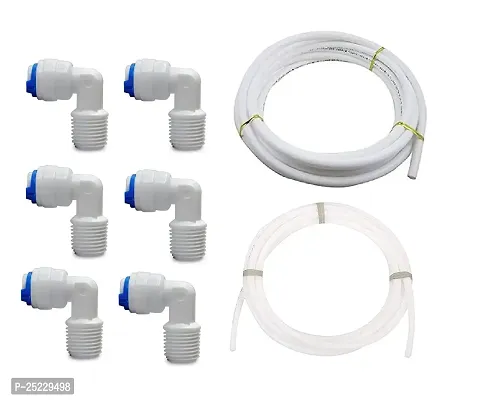 AQUALIQUID RO Water Purifier Filter 3/8 Pipe And 1/4 Pipe 3 Meter Pipe 1/4+Push fit 6 Elbow connectors 1/4-1/4 inch-thumb0