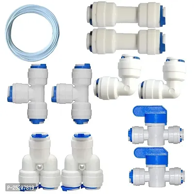 AQUALIQUID RO 1/4 inch RO Water Tubing, Hose Pipe for RO Water purifiers System,quick connector 10pcs +tubing 3 Meter Pipe-thumb0