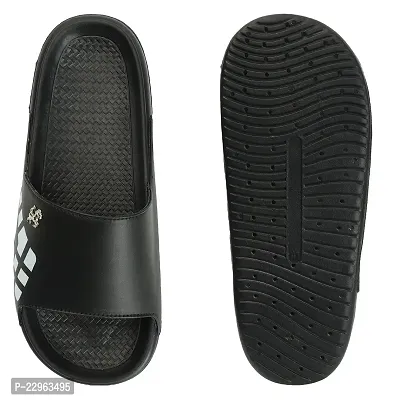 Stylish Black Rexine Solid Sliders For Men-thumb3