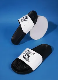 FOOTFIT Sliders Grey, Black, White Stylish Flip Flop  Slippers-thumb1