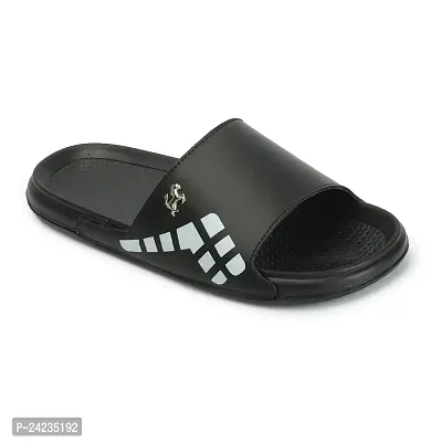 Mens black leather discount sliders