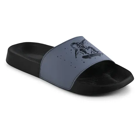 FOOTFIT Sliders Grey, Black, White Stylish Flip Flop & Slippers