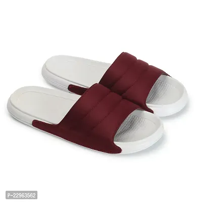 Stylish Maroon Rexine Solid Sliders For Men-thumb4