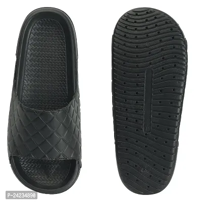 FOOTFIT Sliders Mens Grey, Black Stylish Flip Flop  Slippers-thumb3