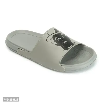 FOOTFIT Sliders Mens Grey, Black Stylish Flip Flop  Slippers
