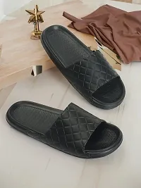 FOOTFIT Sliders Mens Grey, Black Stylish Flip Flop  Slippers-thumb1